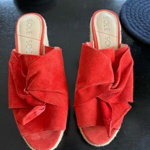 Sole Society wedges Sandals Shoes Sz 8 Red Espadrille